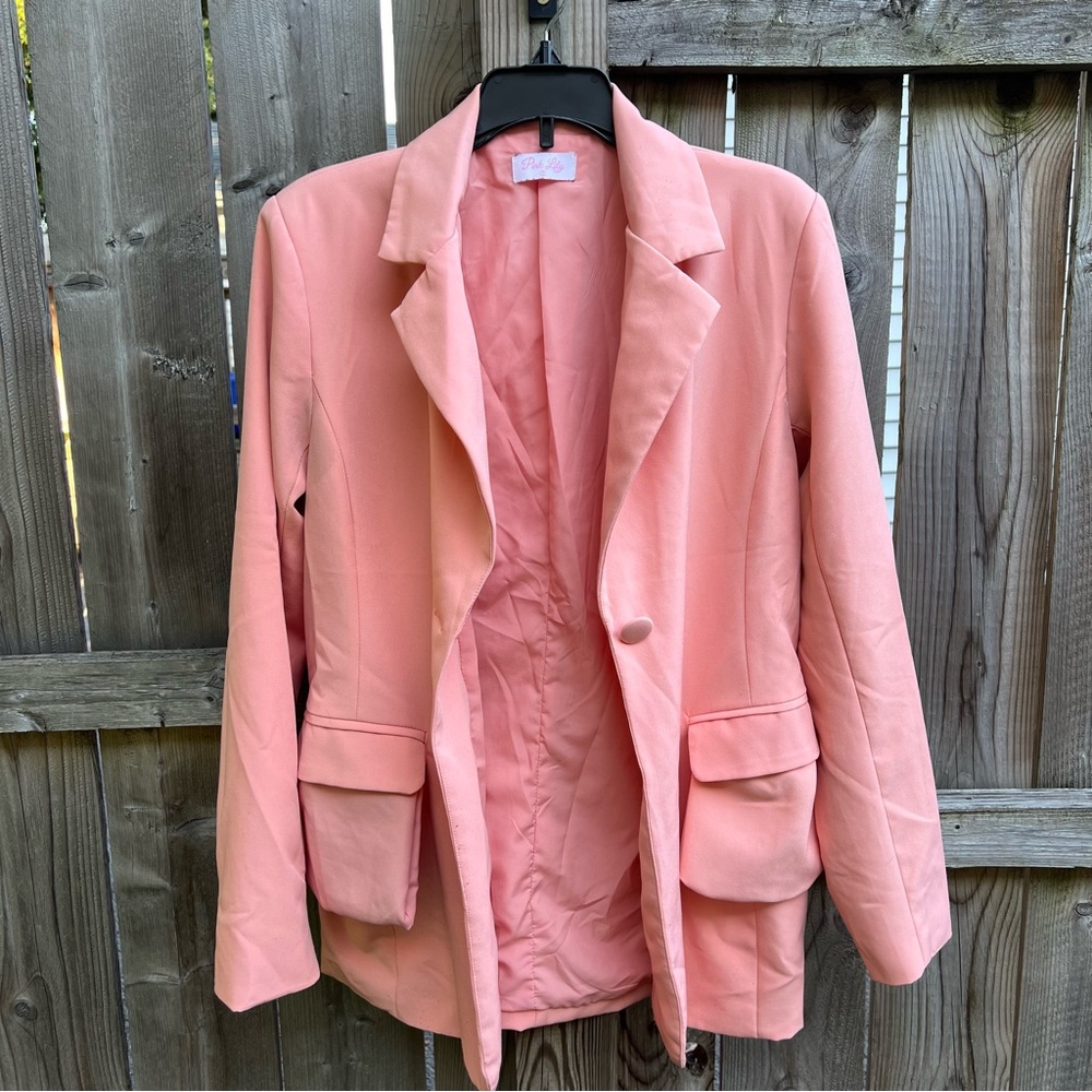 Pink Lily Another Tune Peach Blazer, Business Clothes
